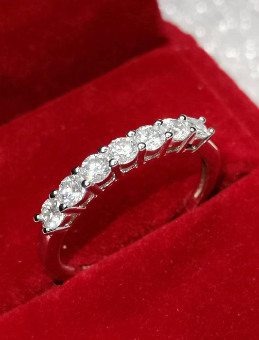 0.7ctw Moissanite Half Eternity Band — 925 Silver