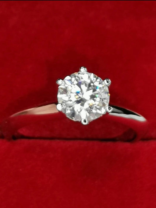 1ct Moissanite Solitaire Ring — 925 Silver