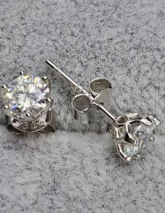 1ctw Moissanite Protea Stud Earrings — 925 Silver
