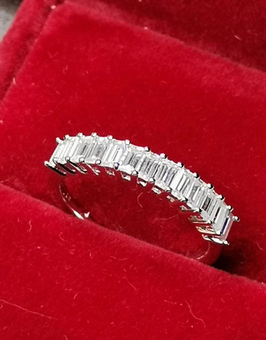 1ctw Emerald Cut Moissanite Eternity Band — 925 Silver