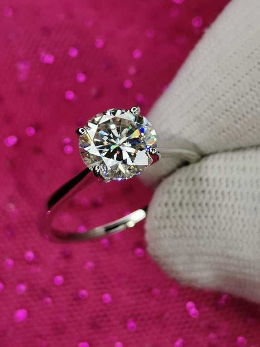 2ct Moissanite Solitaire Ring (4-Prong) — 925 Silver