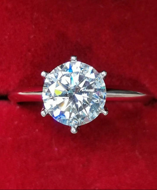 2ct Moissanite Solitaire Ring (6-Prong) — 925 Silver