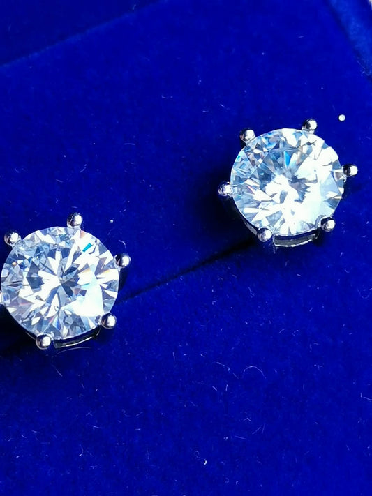 2ctw Round Moissanite Stud Earrings 925 Silver (Certified)