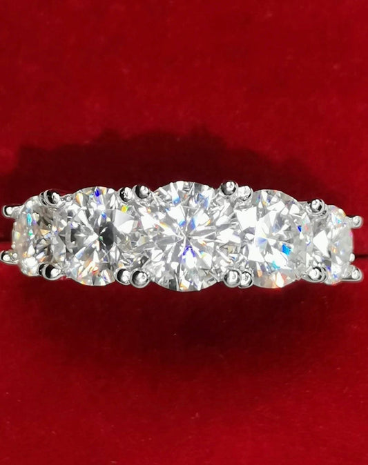 3.6ctw Moissanite 5-Stone Ring — 925 Sterling Silver