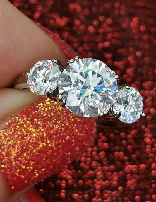 3ct Trilogy Moissanite Ring — 925 Silver