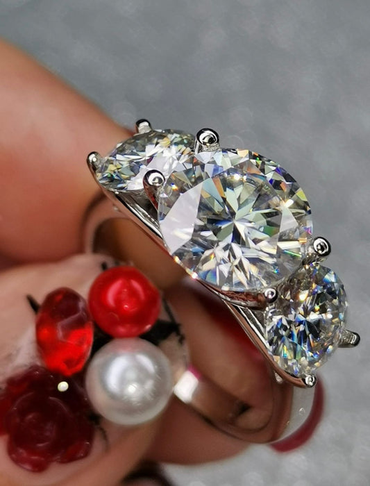 5ct Trilogy Moissanite Ring — 925 Silver