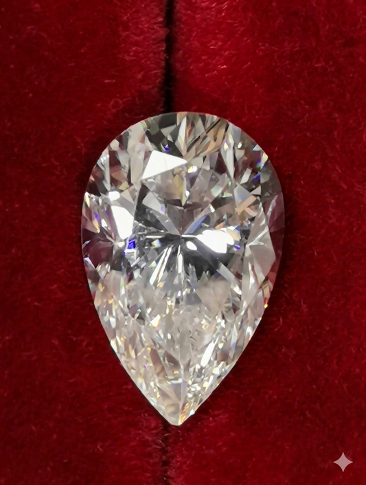 2ct Clear Pear Moissanite Loose Stone (Certified)