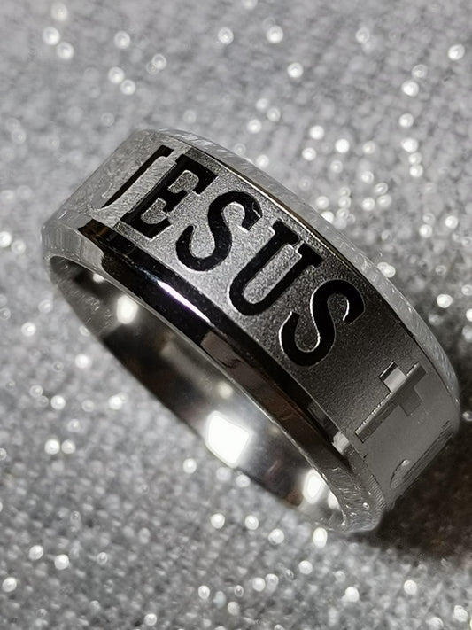 JESUS Stainless Steel Ring – Silver (8mm)