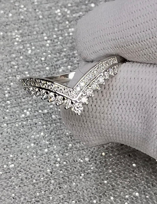 Moissanite V-Band Eternity Ring — 925 Sterling Silver