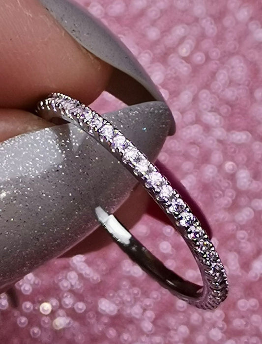 Pink Zircon Full Eternity Band — Silver