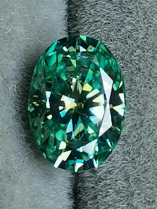 1ct Blue Green Oval Moissanite Loose Stone (Certified)