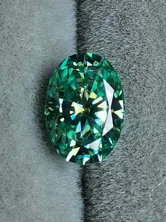 2ct Blue Green Oval Moissanite Loose Stone (Certified)