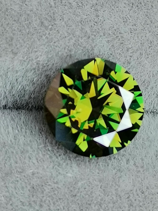 1ct Dark Green Round Moissanite Loose Stone (Certified)