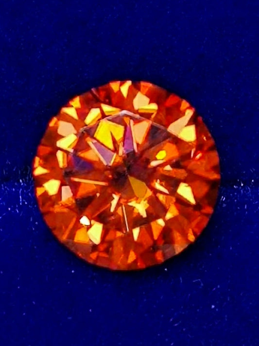 1ct Orange Round Moissanite Loose Stone (Certified)