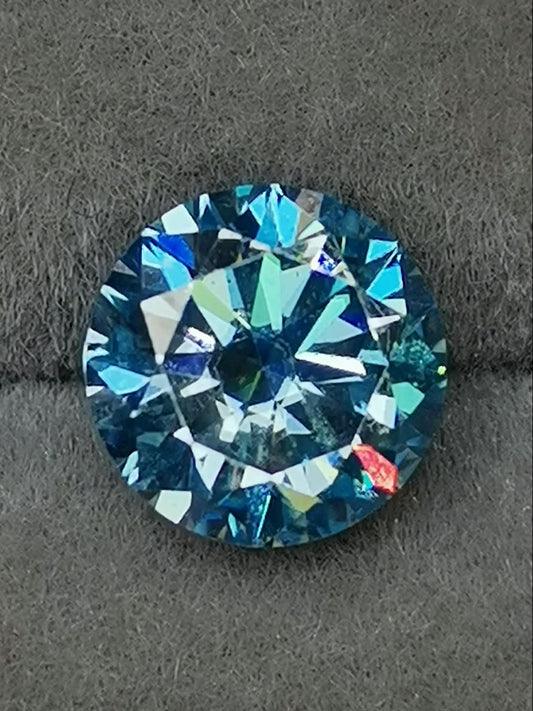 1ct Sea Blue Round Moissanite Loose Stone (Certified)