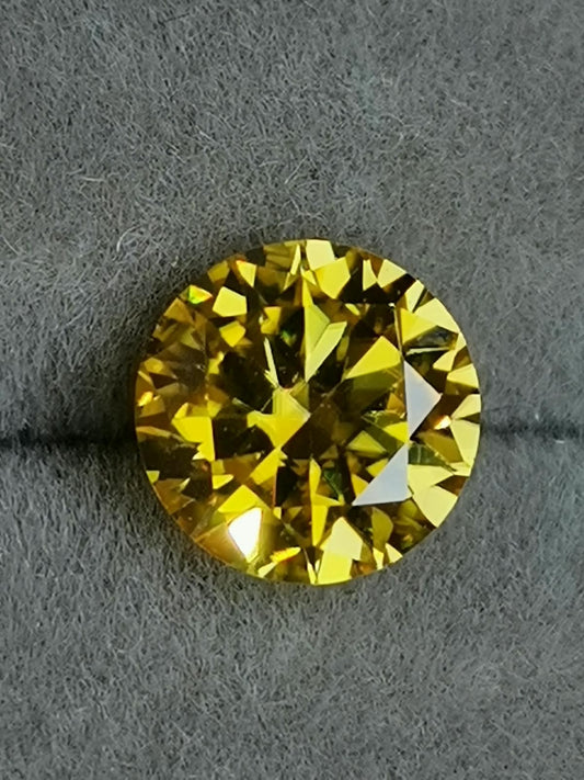 2ct Golden Yellow Round Moissanite Loose Stone (Certified)